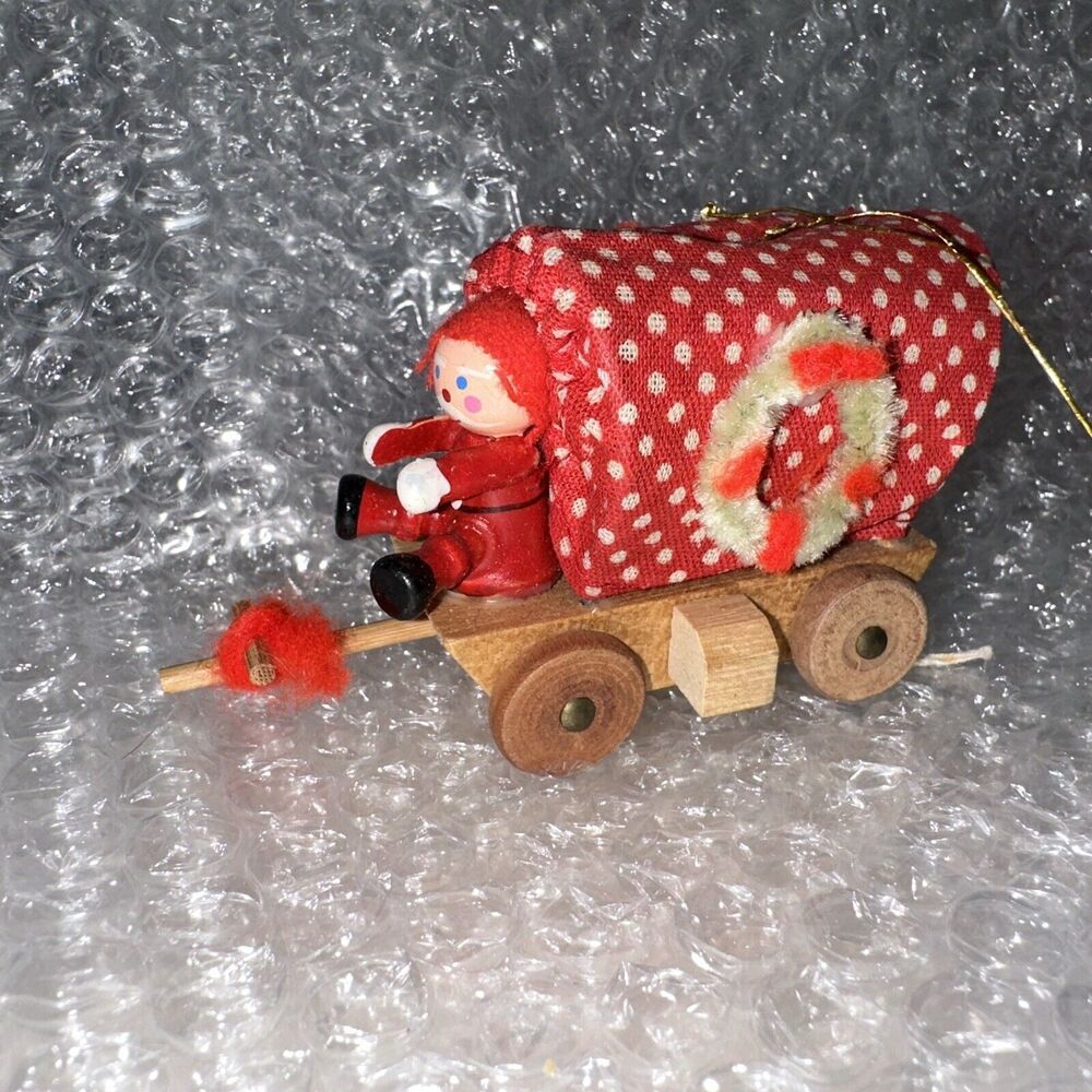 Vintage Chuckwagon Wooden Ornament Christmas Covered Wagon Wood Old West Mm80